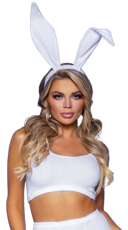 White Bendable Velvet Bunny Ears Headband