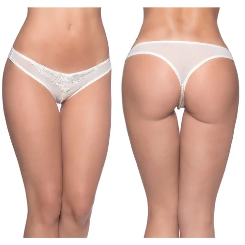 White Crotchless Pearl Thong by Oh La La Cheri Lingerie
