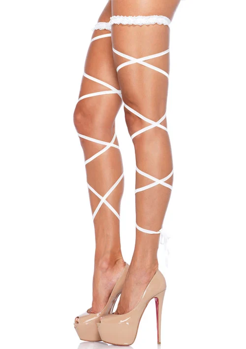 White Garter Leg Wraps