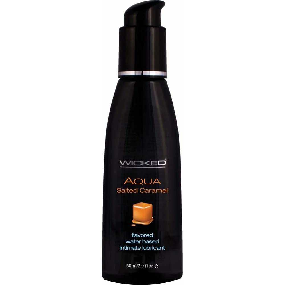 Wicked Aqua Flavored Water Based Intimate Lubricant, 2 fl.oz (60 mL), Salted Caramel