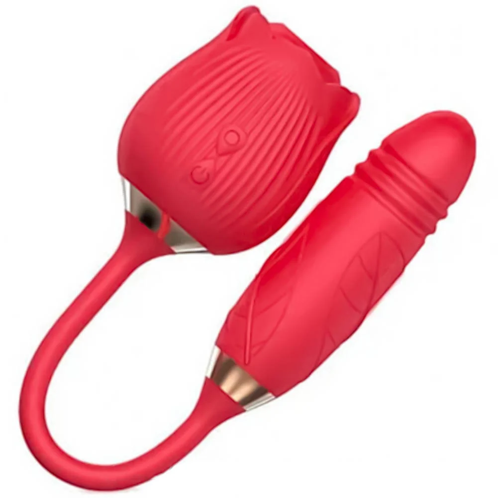 Wild Rose Air Suction and Thruster Stimulator, 12", Red