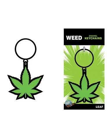 Wood Rocket Enamel Keychains - Weed Leaf