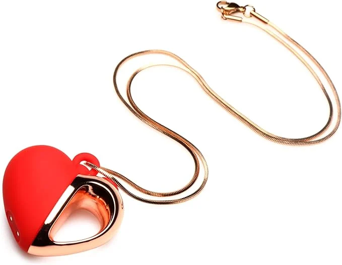XR Brands Charmed 10X Vibrating Silicone Heart Necklace