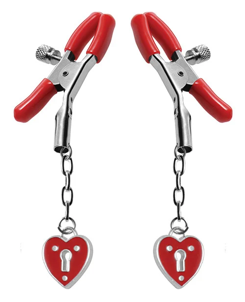 XR Master Series Heart Padlock Nipple Clamps