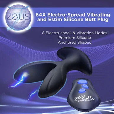 Zeus Electro-Spread 64X Vibrating & E-Stim Silicone Butt Plug
